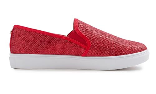 Image of FEVERSOLE Women's Fashion Shiny Soft Slip On Sneaker Sparkle Casual Comfort Loafers