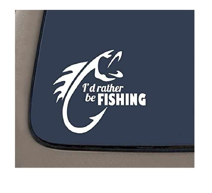 Car Sticker Exterior I'd rathe be Fishing car Sticker Scratches Cover Color White Pack of 1-image-41