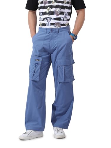 Image of The Indian Garage Co Men Relaxed Fit Textured Mid-Rise Cargos