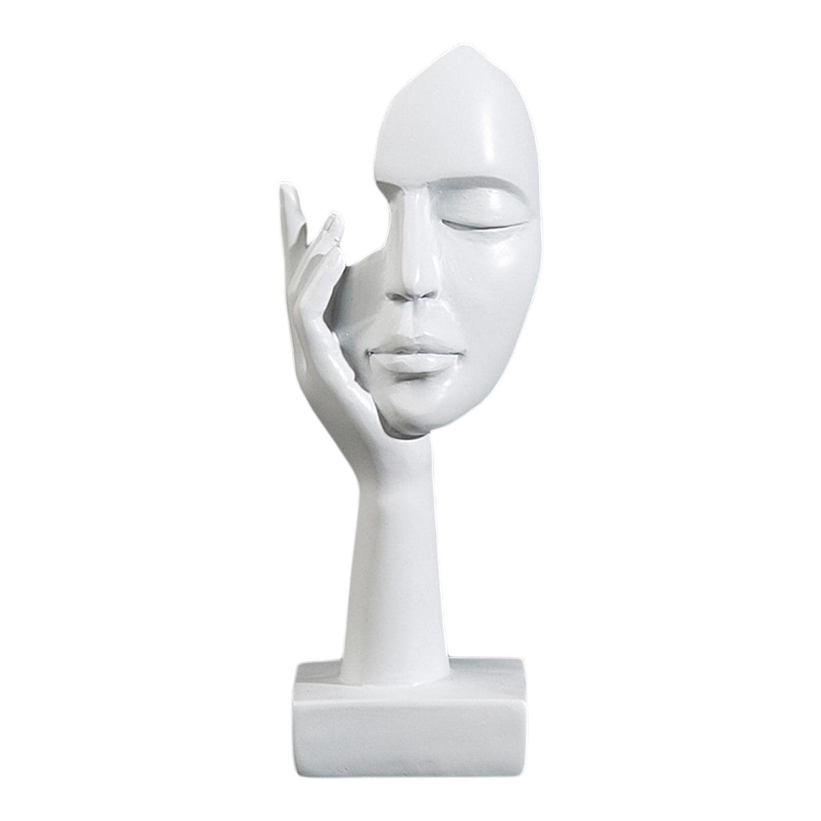 Simple Creative Women Face Art Statue Thinker Lady Sculpture Abstract Character Ornament for Living Room Bedroom Study Room Home Decor, White