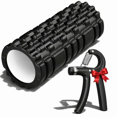 Image of PulGos Foam Roller with Hand Gripper for ๐๐ฎ๐ฌ๐๐ฅ๐ ๐๐๐๐จ๐ฏ๐๐ซ๐ฒ & ๐๐๐ข๐ง ๐๐๐ฅ๐ข๐๐ | Trigger Point Therapy for Back & Legs | Ideal for Yoga, ๐๐ญ๐ซ๐๐ญ๐๐ก๐ข๐ง๐ & Home Workout (Black)