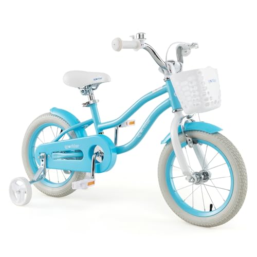 Image of BABY JOY Kids Bike, 12 14 16 18 20 Inch Boys Girls Bike w /Removable Basket | Kids Bicycle with Adjustable Seat & Handlebar, Handbrake & Coaster Brake, Training Wheels or Kickstand (Multi-Color Choices)