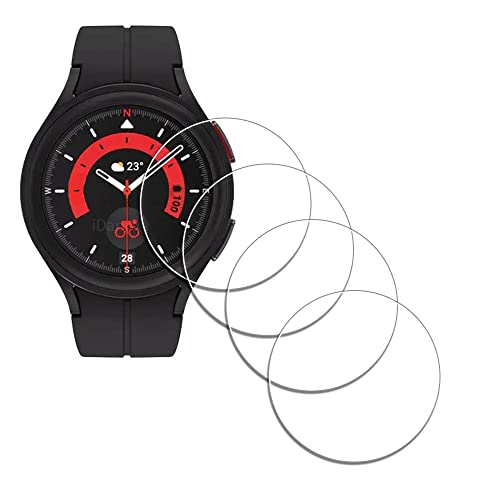 iDaPro Protector de pantalla compatible con Samsung Galaxy Watch 5 Pro 45 mm [4 unidades], vidrio templado, antiarañazos, sin burbujas, fácil instalación
