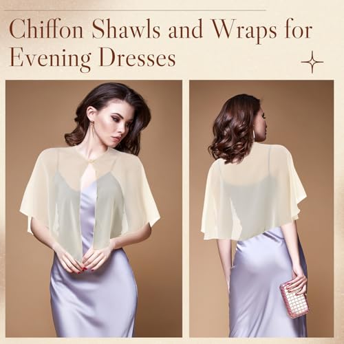 3 Pcs Women's Sheer Cape Soft Chiffon Capes Shawls and Wraps for Evening Dresses Soft Wedding Cape Lightweight Bridesmaid Scarves Flapper Cover up3