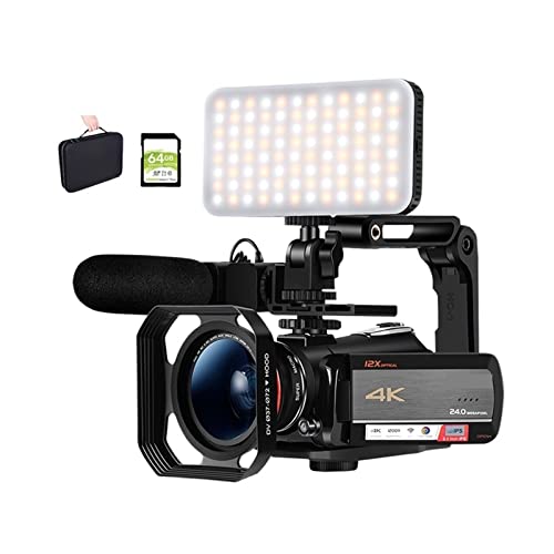 Cámara de Video, cámara Digital, Cámara de Video 4K Videocámara de transmisión en Vivo Cámara Vlog Profesional Zoom óptico 12X para Vlogs en Festivales, Eventos Deportivos