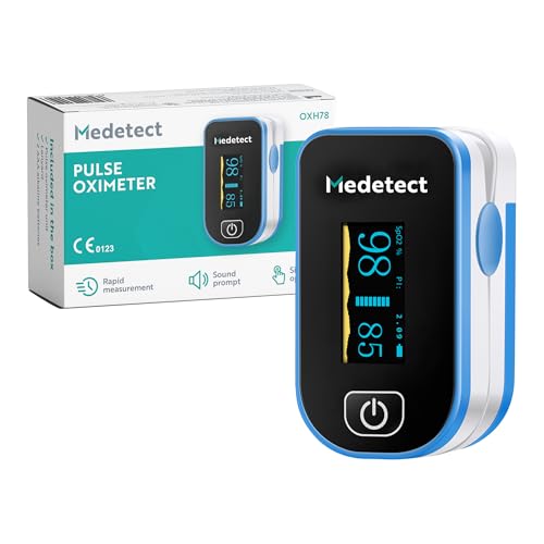 Medetect CE Certified - MHRA Registered Pulse Oximeter/Blood Oxygen Monitor - Finger Oxygen Saturation Monitor/SATS Monitor SpO2 - UK Approved Medical Device