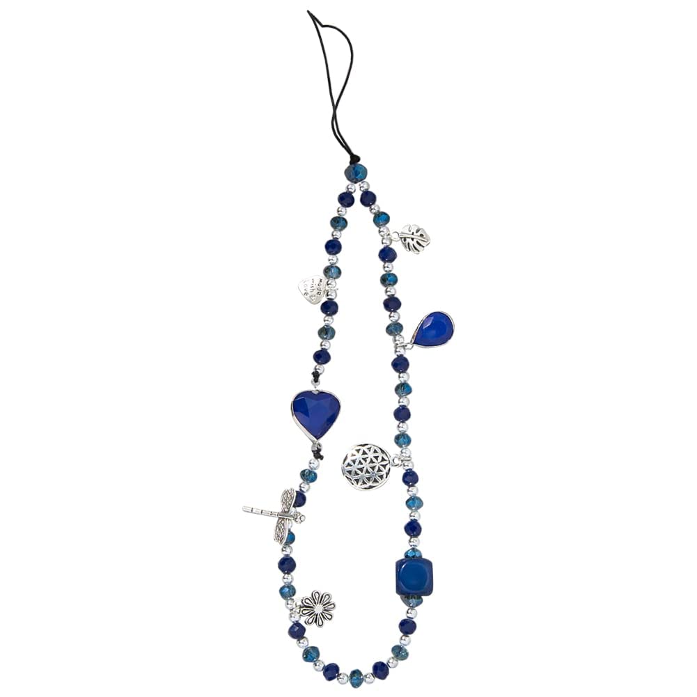 EUBUY Beaded Phone Lanyard Wrist Strap, Handmade Crystal Beaded Phone Charm Beaded Phone Chain Strap for Women Girls