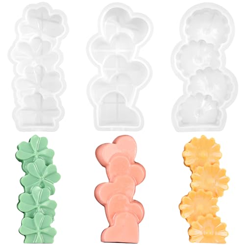 3 Pcs Silicone Candle Molds Set for DIY Scented Candles Flower Shapes for Soap Cake and Dessert Making Easy Demolding 5.11 X 2.36 X 1.18 Inches