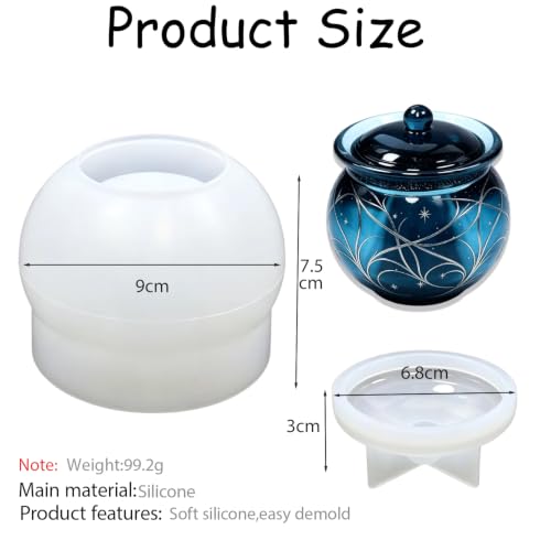 Image of 1 Set Resin Moulds, Round Jar with Lid Silicone Mould for Resin Art, Storage Box and Candle Mould Silicone
