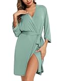Leikar Short Robes For Women Soft Bathrobe Lightweight Sage Green Robes Ladies Loungewear XXL