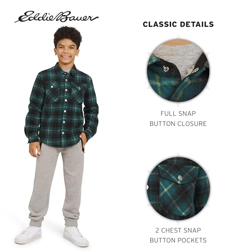Eddie Bauer Boys' Plush Faux Sherpa Lined Fleece Button-Down Shirt Jacket4