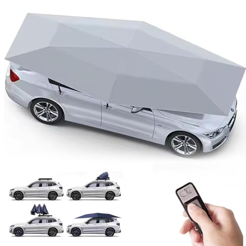NzEupno Portable Automatic Car Cover Umbrella, Outdoor Car Tent, Remote Control Car Roof Top Canopy, Car Shelter Sunshade, Universal Auto Protection Grey-5.2m