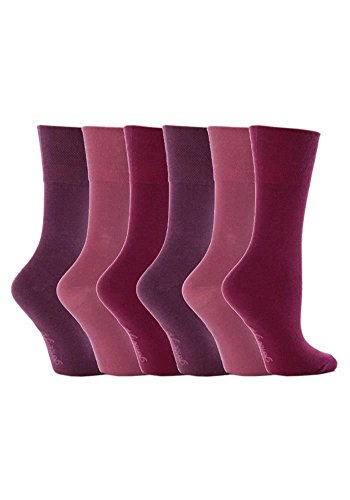 6 paires de chaussettes en coton SockShop Gentle Grip pour femmes avec un haut en nid d'abeille pour plus de confort EUR 37-42, UK 4-8