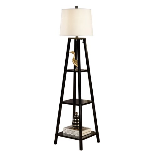 Artiva USA A21038FLB Elliot/Modern Design 3-Tier Wood Display Shelf Floor Lamp in 1 Piece Sturdy Construction, 63", Java Black