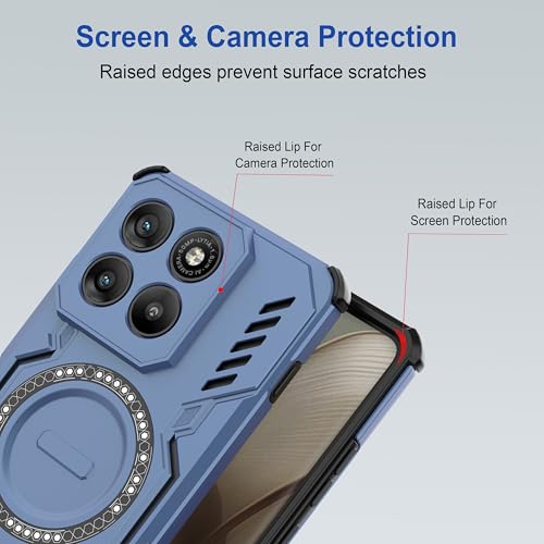 Image of Zapcase Back Case Cover for Motorola Edge 70 5G | Magnetic Case with Built-in Metal Ring | Supports MagSafe Charger, Wallet & Car Mount | Shockproof Hybrid PC + TPU | Blue
