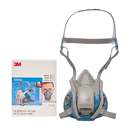 3M Personal Safety Division 6503QL Rugged Comfort Quic-Latch Half-Facepiece Reusable Respirators, Large, Grey/Teal