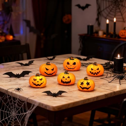 Image of Wondise 6Pack Halloween Pumpkin Tea Lights with Remote and Timer