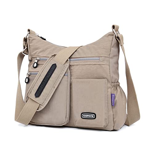 Sac bandoulière imperméable grande capacité en nylon avec multiples poches fonctionnelles