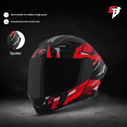 Image of Steelbird SBA-20 Shield X ISI Certified Flip-Up Graphic Helmet for Men and Women with Inner Chrome Sun Shield