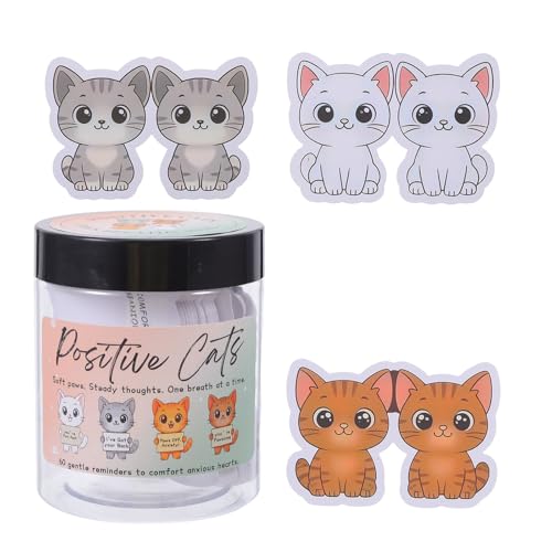 LOLIPPYY 60 Tarjetas de Afirmación Positivas para Mujeres en Frasco Diseño de Gato, Tarjetas de Aliento Diarias, Decoración Inspiradora para Obsequio, Meditación y Apoyo Emocional