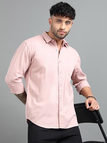 Image of Men Slim Fit Solid Spread Collar Casual Shirt