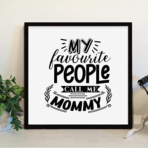 JuneLucky Mother's Day Wood Frame Sign,My Favorite People Call Me Mommy Framed Wood Sign with Quote 7x7 Inch Rustic Wooden Signs with Frame for School Nursery Classroom Decor Wall Art Hanging Sign