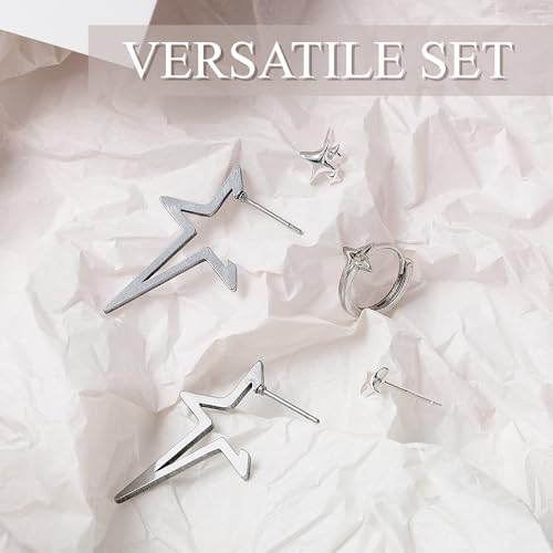 Nosiny 3 Pcs Star Earrings Set Y2k Goth Punk Grunge Emo Earrings Star Shape Jewelry Cute Studs Halloween Jewelry for Women4