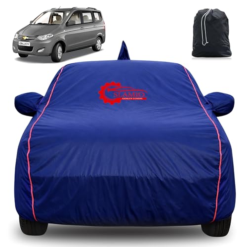 Image of 100% Waterproof Car Cover for Chevrolet Enjoy | All-Weather, Dustproof & UV Protection | Heavy-Duty 3-Layer Fabric | Custom Fit with Mirror & Antenna Pocket | Navy Blue
