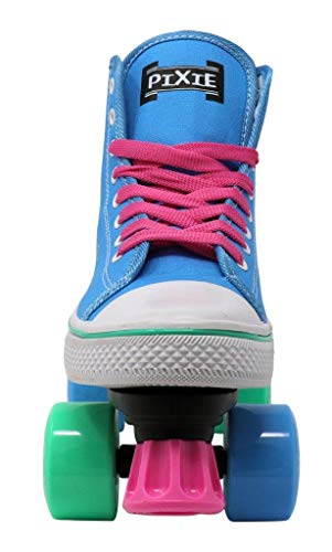 Lenexa Roller Pixie Kid’s Quad Roller Skates With High Top Shoe Style For Indoor/Outdoor Skating | Durable, Easy To Skate, Made For Kids (Blue, Kids 1) #TOP4