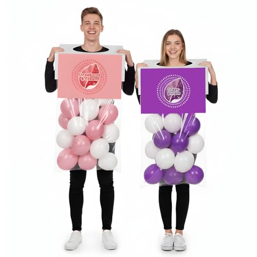 Arrowbash 48 Pcs Halloween Candy Costume Adult Mint Candy Creative Halloween Couple Costume for Men Women Cosplay Party(Strawberry Pink, Grape Purple)