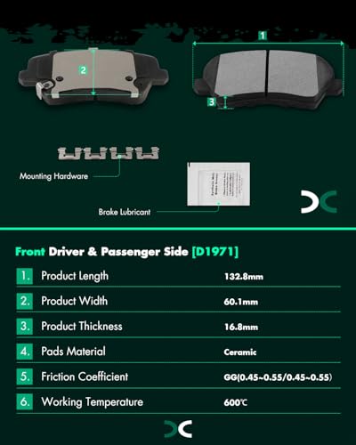 Image of SCITOO D1971 Front Ceramic Brake Pads Sets w /Hardware Fit For Hyundai For Elantra GT /For Veloster,For Kia For Forte /For Forte Koup /For Forte5