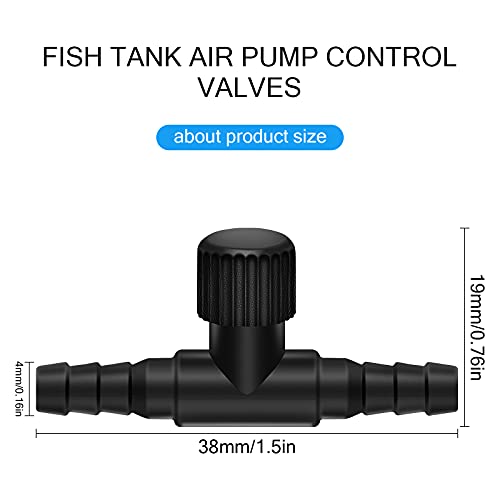 Image of Honoson 30 Pieces Aquarium Air Control Valve T Shaped Air Pump Control Valves Single Way Plastic Flow Regulator for 4 mm Hose Line Tubing Connector(Black)