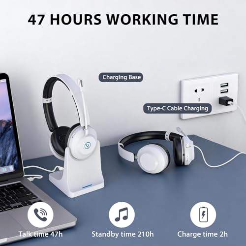 Image of Bluetooth Headset with Microphone, Wireless Headset AI Noise Cancelling