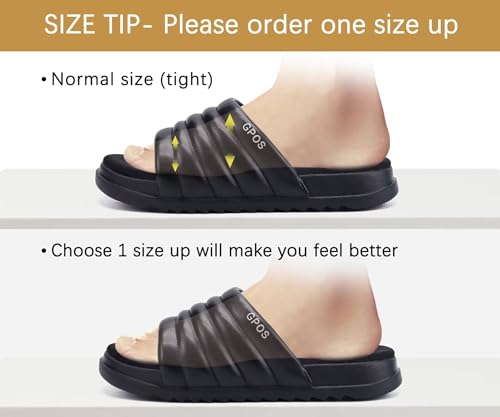 GPOS Womens Slides with Memory Foam Soft Cushioned Cozy House Slippers for Woman Comfy Open Toe Ladies Sandals Leather Slip on Bedroom Shoes Plantar Fasciitis Indoor Outdoor4