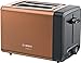 Bosch kompaktowy toster DesignLine TAT4P429DE, zintegrowana nasadka do bułek ze stali nierdzewnej, z automatycznym wyłączaniem, z funkcją rozmrażania, idealny na 2 kromki, funkcja podnoszenia, szeroki, 970 W, miedziany