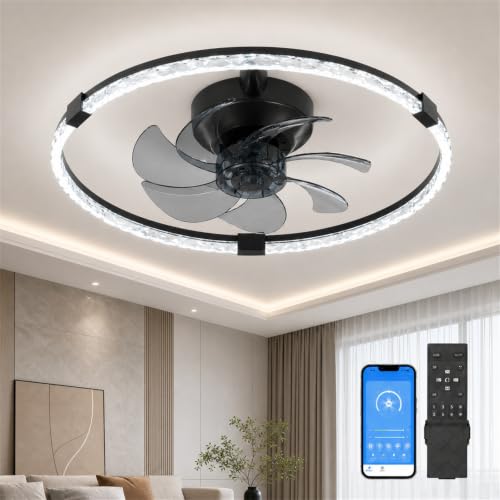Lujeet Ventilateur plafond 20 po profil bas avec lumières et télécommande