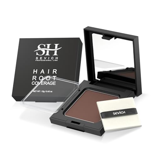 SEVICH Instantly Hair Shadow - sombra capilar en polvo, corrector rápido de raíz de canas, fibra de sombra capilar con Puff&Mirror, 12 g Marrón oscuro