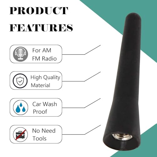 Anina 2.5 Inch Stubby Antenna Mast Compatible with 1998-2019 Mini Cooper/Countryman BMW Z3/Z4/128i VW Polo/Golf AM/FM Radio Antenna Car Wash Proof
