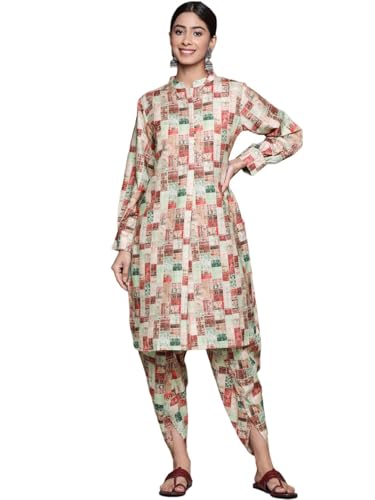 Kurta droite beige Varanga en imprimé géométrique pour vos sorties d'été