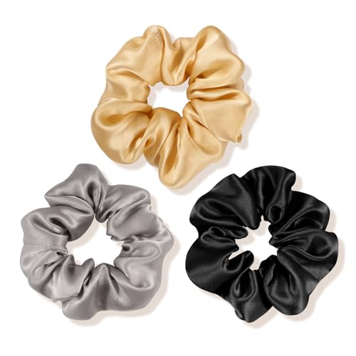 Chouchous en soie de mûrier OLESILK pour cheveux bouclés, lot de 3 élastiques haut de gamme