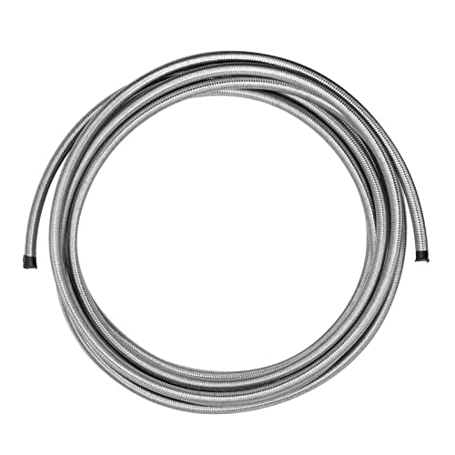 3/8 Fuel Hose 6AN 25FT Fuel Line Hose, AN6 3/8" Fuel Hose Universal Silver Stainless Steel Braided Nylon CPE Tube Oil Gas ï¼Not Fit E85ï¼ - Image 5