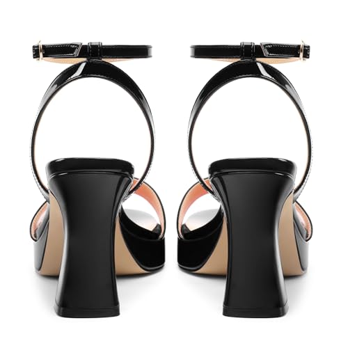 Platform Heels for Women, Chunky Square Open Toe Ankle Strap Stylish Heeled Sandals for Party Prom Wedding4