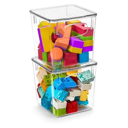 Image of Sorbus Clear Toy Storage Bins with Lids, Stackable (Small, 2 Pack)