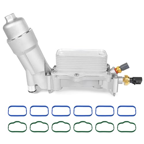 926-959 Engine Oil Cooler Filter Housing assembly w/Full Aluminum Cap Sensor Gasket fit for Chrysler 300 200 3.6L Jeep Wrangler Grand Cherokee Dodge Journey Charger RMA ProMaster 2017 2018 68310865AB