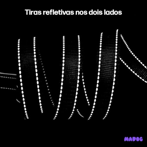 Guia Longa 1,5m Passeio Pet Cachorro com Duas Alças Curta e Longa MADOG Preto