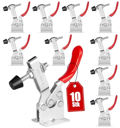 GH-201-B Kniehebelspanner Schnellspanner 10 Stück 90KG Kapazität Horizontal Verstellbare Schnellverschlüsse für Schweißen Maschinenbetrieb Zimmerei Quick Release Clamp Metall Horizontal Toggle Clamp