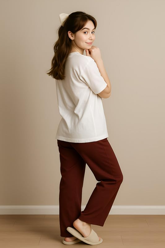 Image of My Swag Womens Cotton Nightwear Set | Dreamy Nights Printed T-Shirt with Relaxed Fit Pajama | Perfect for Sleep & Home