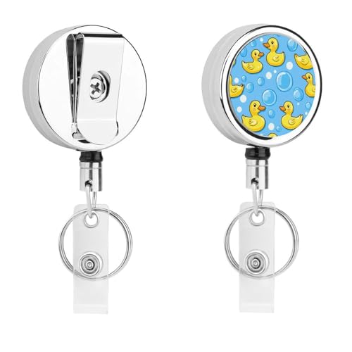 Ducks Retractable Badge Holder Metal ID Name Holder Key Ring with Belt Clip