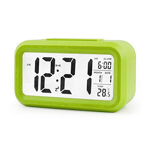 Rubsy Digital Alarm Clock, Backlight LED Display, Table Clock Timer Temperature Calendar