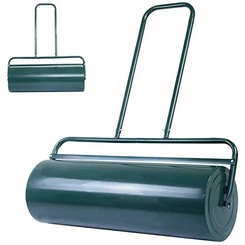Goplus Lawn Roller Tow Behind Water Filled Push for Garden, Green (12 by 36-Inch)